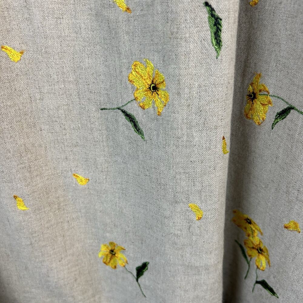 VTG National Wildlife Federation Linen Blend Skirt Yellow Floral Embroidered M - Picture 8 of 14